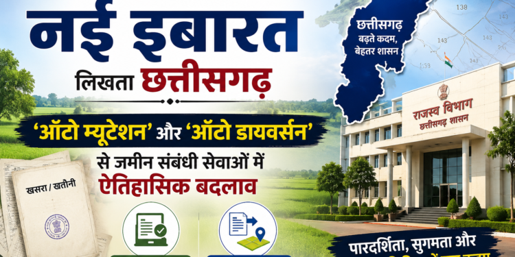राजस्व सुधारों की नई इबारत लिखता छत्तीसगढ़: ‘ऑटो म्यूटेशन’ और ‘ऑटो डायवर्सन’ से जमीन संबंधी सेवाओं में ऐतिहासिक बदलाव