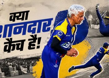 54 साल के उपुल चंदना का उड़ता कैच वायरल, 62 के अर्जुन रणतुंगा की गेंद पर दिखाया कमाल